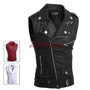レザーベスト 本革 メンズ バイカー Hotleathers サイドレース