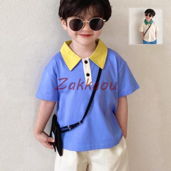 キッズ　ポロシャツ　poloシャツ 子供Tシャツ 男の子 女の子 合わせやすい 春夏　半袖　シャツ　...