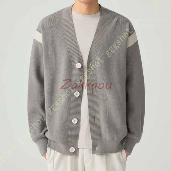 メンズ 秋服 和式カーディガン メンズ 無地 羽織 長袖 羽織 ニット 和風 Vネックジャケット セ...