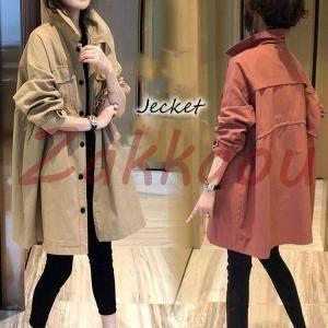 トレンチコート レディース 40代 ミディアム丈ジャケットカーキ スプリングコート 春コート 長袖ア...
