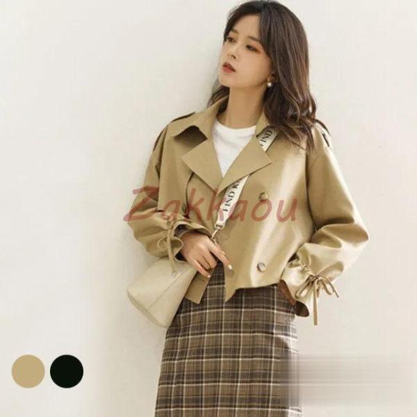 ジャケット 秋 レディース スプリングジャケット トレンチ キレイめ ショートコート Aライン 体型...