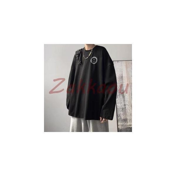 Ｔシャツ メンズ おしゃれ 秋服ｔシャツ 大きいサイズ スウェット ホワイト 黒 トップス 通勤 5...