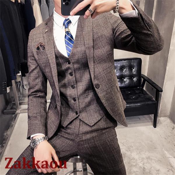 スーツ メンズ スリーピース ビジネススーツ 30代 40代 50代 おしゃれ 秋冬春 ドレススーツ...