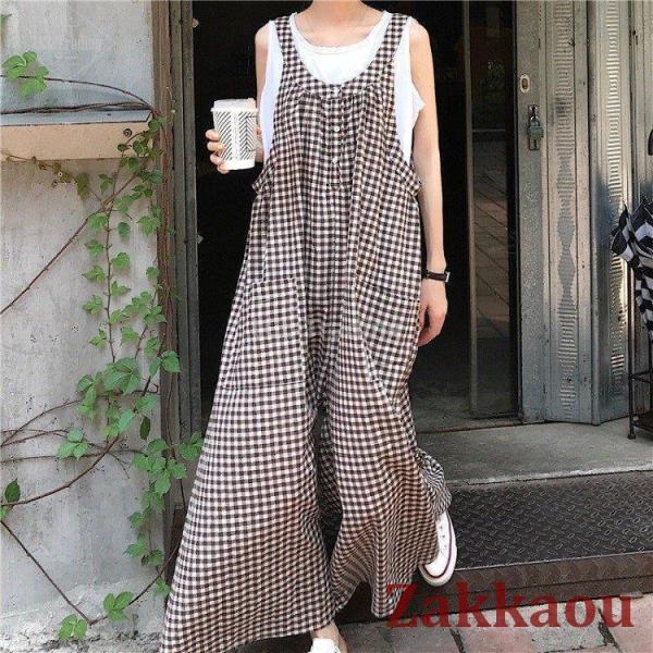 サロペット オーバーオール レディース ワイトパンツ 薄手 ロングパンツ ゆったり ボトムス 大きい...