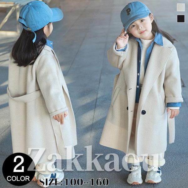 トレンチコート キッズ 子供服 女の子 秋服 ロングコート アウター 韓国子供服 ジュニア トップス...