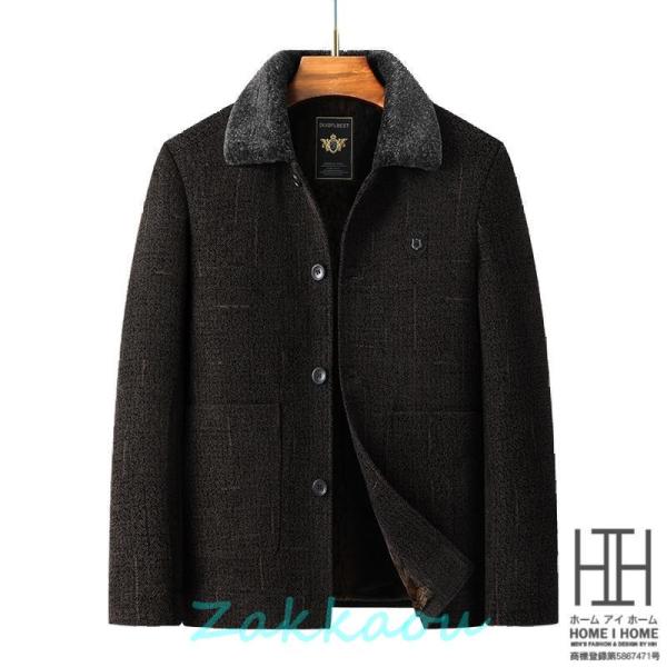 コート ボアジャケット メンズ 冬服 50代 40代 ボア襟 裏ボア 裏起毛 ビジネスコート ラシャ...