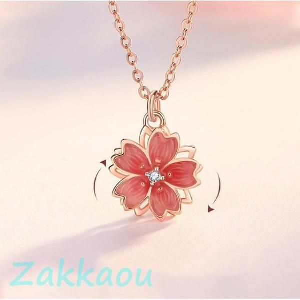 桜ネックレス レディース さくら 回る 花びら 大人可愛い 女性 誕生日 クリスマスプレゼント 記念...