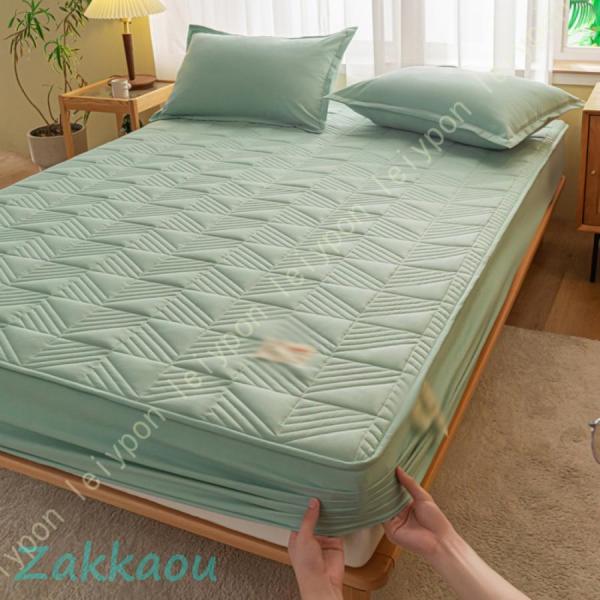 パッド一体型ボックスシーツ ホテル仕様 無地 シンプル 洗える マットレスカバー キングサイズ ファ...