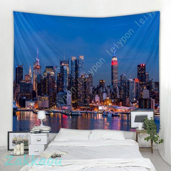 街並み タペストリー 写真の背景 夜景 多機能壁掛け 寝室 リビングルーム ベッドルーム 大学寮 写...
