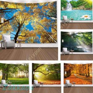 タペストリー 森のタペストリー 風景画タペストリー 秋葉 北欧 森林 太陽 寝室 ビーチタオル 模様替え お祝い 滝 飾り ナチュラル おしゃれ 壁面装飾 宿舎