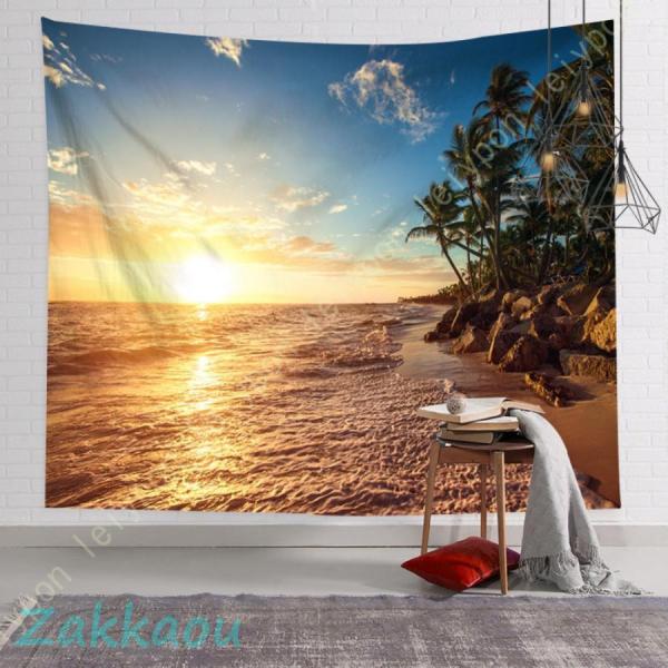 ビーチ風景 タペストリー 海 ヤシの木 おしゃれ インテリア 多機能壁掛け 飾り モダン 模様替え ...
