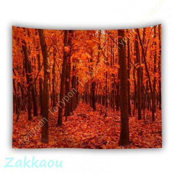タペストリー 大判 自然の風景 ファブリックポスター 秋の黄葉 もみじ カエデの葉 背景布 落ち葉 ...