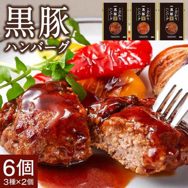 財宝 こだわり 黒豚 ハンバーグ 六白黒豚 140g×6個 鹿児島産 温めるだけ 送料無料 トマト ...