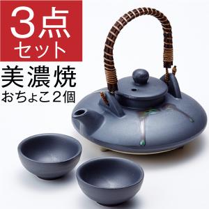 (最短当日出荷) 美濃焼 銀彩 黒ぢょか セット 焼酎 燗