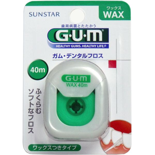 歯間ブラシ デンタルフロス GUM ガム・デンタルフロス ワックス 40ｍ (K)