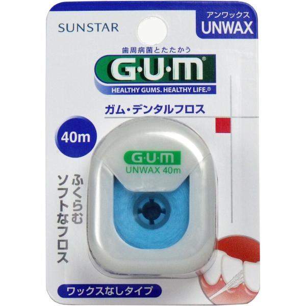 歯間ブラシ デンタルフロス GUM ガム・デンタルフロス アンワックス 40ｍ (K)