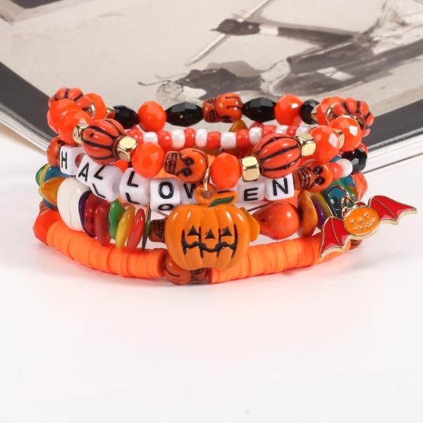 ロウィン ビーズブレスレット ハロウィンおもちゃ ネックレス ブレスレット ハロウィン ビジューチョ...
