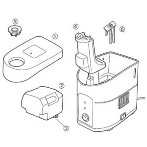 ツインバード工業　SK-E961 スチーム式パーソナル加湿器　アフターパーツ　アロマトレイ　Ａ　ライトグレー　図５｜zaka-mmc