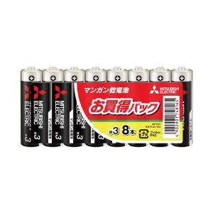 三菱 マンガン乾電池 　黒（単3形 8本パック）R6PUD/8S　　メール便発送・代引き不可｜zaka-mmc