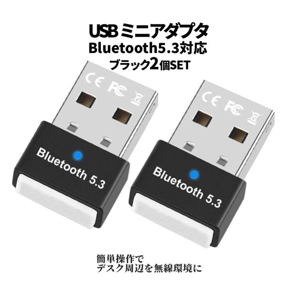 Bluetooth 5.3 アダプタ ブラック USB 無線 ドングル 2個 セット 小型 ブルート...