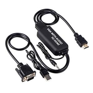 VGA to HDMI変換ケーブル VGA HDMI変換アダプタ 1080P対応 高解像度 音声転送 VGA入力 HDMI出力 PCノートパソコン モ