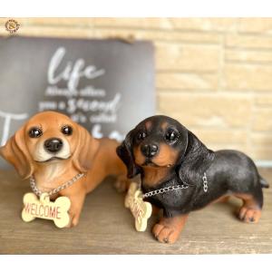 可愛いわんこの置物 ラブリーWELCOME  ウェルカム ダックス M / パピー 子犬 わんこ ガーデン 犬 いぬ かわいい 置物 オブジェ ガーデン   ドッグ