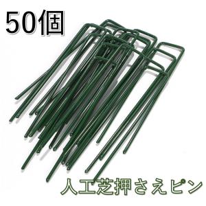 人工芝 おさえピン 50個セット 50本 ピン 固定用 U字ピン グリーン 塗装 ロール用 防草シート
