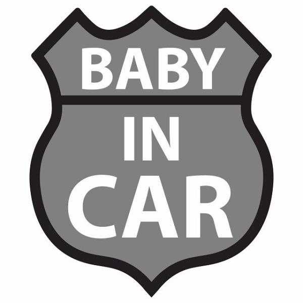 BABY IN CAR ステッカー グレー ルート66 カーステッカー 安全対策 あおり運転 シール...