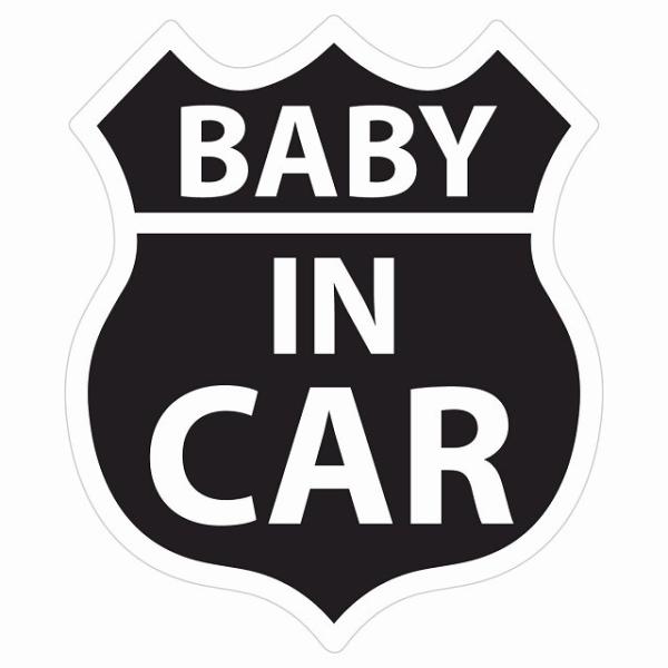 BABY IN CAR ステッカー ブラック ルート66 カーステッカー 安全対策 あおり運転 シー...