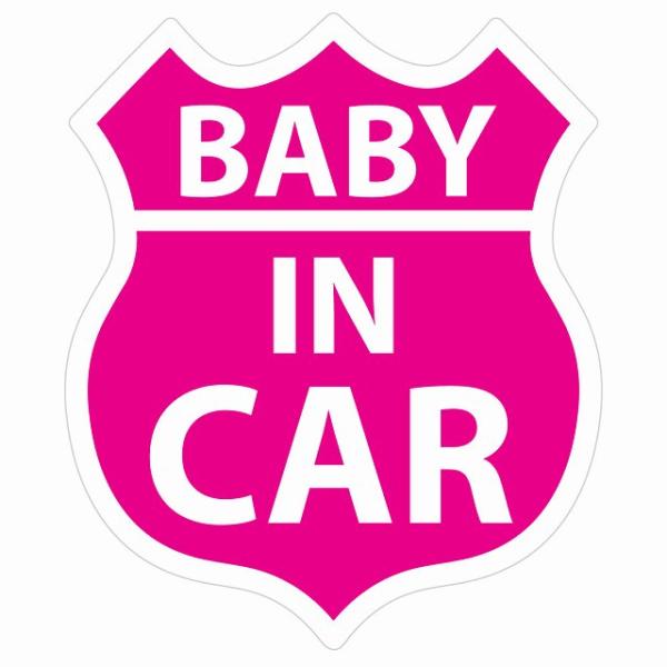 BABY IN CAR ステッカー ピンク ルート66 カーステッカー 安全対策 あおり運転 シール...