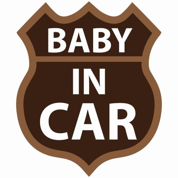 BABY IN CAR ステッカー ブラウン ルート66 カーステッカー 安全対策 あおり運転 シー...