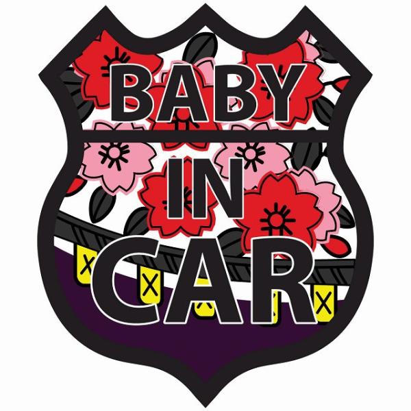 BABY IN CAR ステッカー 花札柄 桜に幕 ルート66 カーステッカー 安全対策 あおり運転...