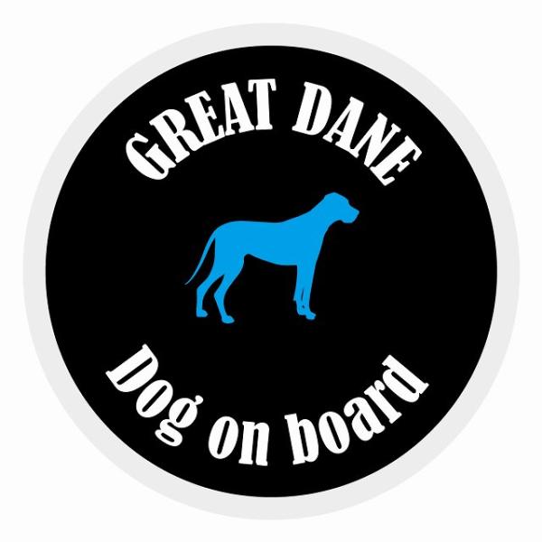 セーフティサイン ステッカー カラフル Dog on board 丸型 グレートデン ブラック＆ホワ...