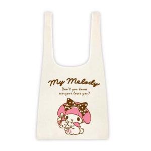 サンリオ 帆布エコバッグ マイメロディ ピンク MY MELODY 雑貨 エコバッグ eco 折り畳みバッグ トートバッグ 買い物バッグ 折りたたみ グッズ｜zakka-fleur