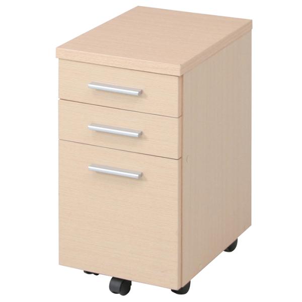 デスクワゴン スリム 木製 キャスター付き 3段 デスク下収納 引き出し デスクキャビネット サイド...