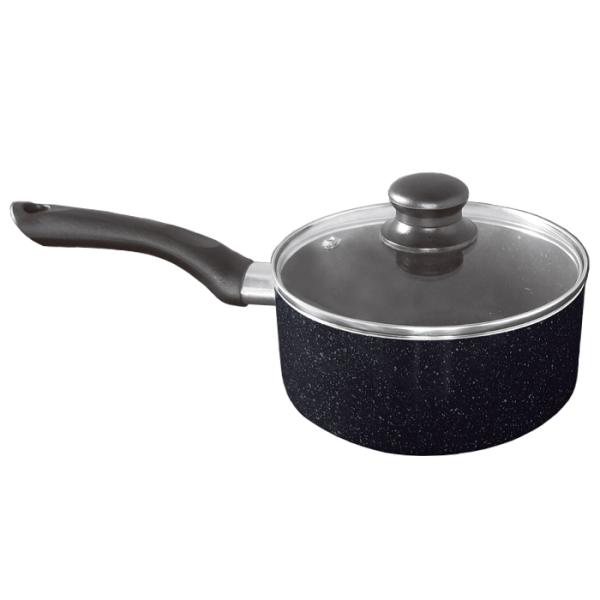 片手鍋 18cm ih対応 ガラス蓋付き マーブルコート ih ガス火 オール熱源対応 アルミ 軽量...