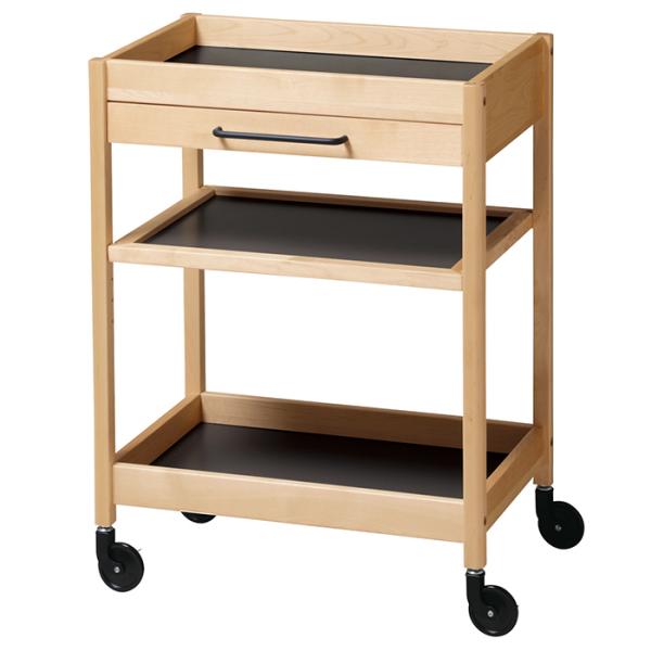 木製 ワゴン 3段 キャスター付 引き出し付 幅60 奥行40 配膳台 リバーシブル棚板 ラック 収...