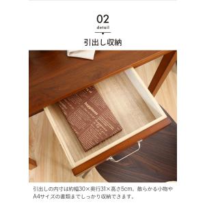 値下げ デスク 幅90 木製 天然木 引出し付...の詳細画像3