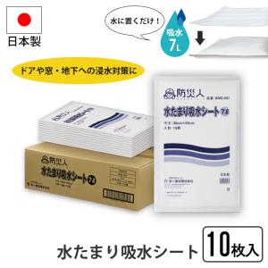 水たまり吸水シート 10枚入り 吸水 ７L 水に置くだけ 簡単 水漏れ 浸水対策 日本製 備蓄 緊急 非常時 避難 災害 震災 水害 万が一の備え｜zakka-gu-plus