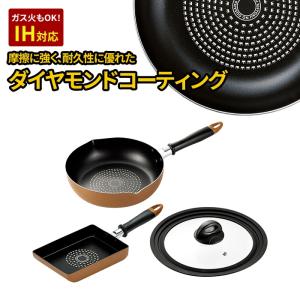 深型両口フライパン 24cm 玉子焼き器 ガラス蓋 フタ 付き セット フライパン IH対応 来栖けい IH対応 おしゃれ 新生活 ギフト｜zakka-gu-plus