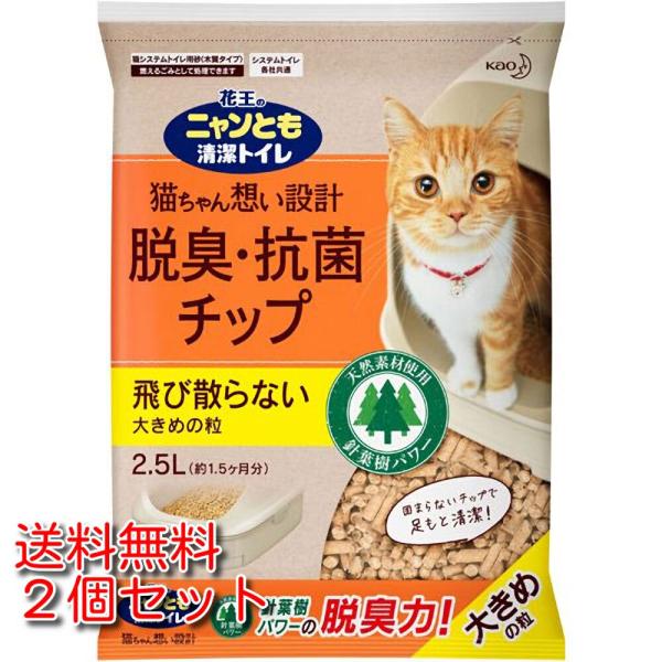 ニャンとも清潔トイレ 猫砂 脱臭・抗菌チップ 大きめの粒 2.5L×2