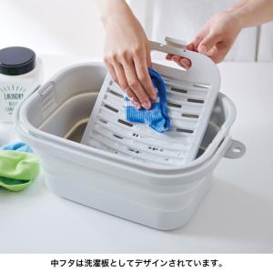 折りたためるつけ置き洗いバケツ 洗濯板付き I...の詳細画像4