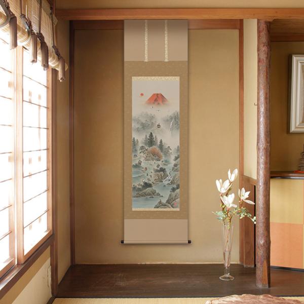 掛軸 十六全図 190×54.5cm(装飾 絵 レトロ 和室 客間 床の間 日本文化 季節 風景 景...