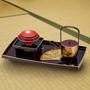 お屠蘇セット おしゃれ 日本製 国産 会津漆器 四ツ揃 屠蘇器 扇面F 黒