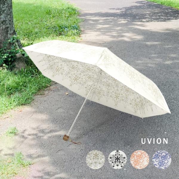 UVION プレミアムホワイト 55ミニ(晴雨兼用 折りたたみ傘 55cm 紫外線カット レディース...