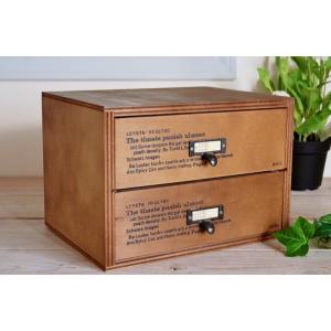 キャビネット レトロ 木製 シェルフボックス 引き出し2段 ダークブラウン 国産 カントリー雑貨 イ...