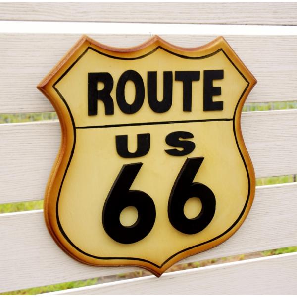 ルート66 レトロサイン Route 66 アンティークホワイト アンティーク エンボス プレート ...