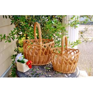 ピクニックバスケット L 大きい レトロ 可愛い ふた付き ナチュラル