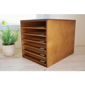 書類ケース レトロ 6段 ダークブラウン 木製 No.12 国産 書類棚