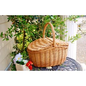 ピクニックバスケット S レトロ 可愛い ふた付き ナチュラルカントリー